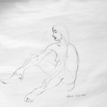 Drawing titled "Linea" by Paule Guerin, Original Artwork, Pencil