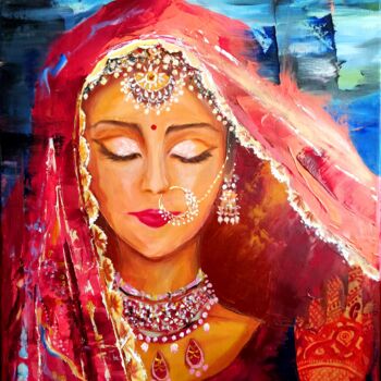 Painting titled "Shanti" by Pauline Cazes, Original Artwork, Oil Mounted on Wood Stretcher frame
