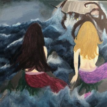 「Mermaids」というタイトルの絵画 Pauline Sarrazin (Bloodysea_)によって, オリジナルのアートワーク, アクリル