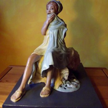 Sculpture titled "Belle au voilage" by Pauline Balland, Original Artwork, Mixed Media