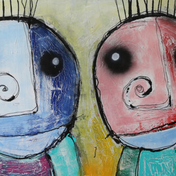 Painting titled "'the duo'" by Paul Megens, Original Artwork, Acrylic Mounted on Wood Stretcher frame