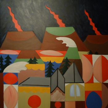 "FIRE IN THE VILLAGE" başlıklı Tablo Paulo Fontinha tarafından, Orijinal sanat