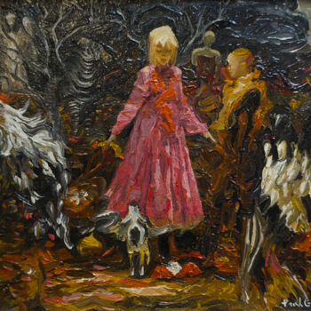Pintura intitulada "Birds" por Pavel Guliaev, Obras de arte originais, Óleo Montado em Cartão