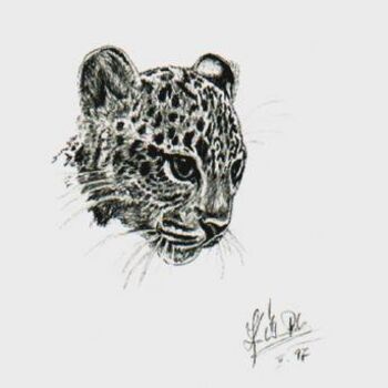 「Young Leopard」というタイトルの絵画 Pavouk7によって, オリジナルのアートワーク, オイル