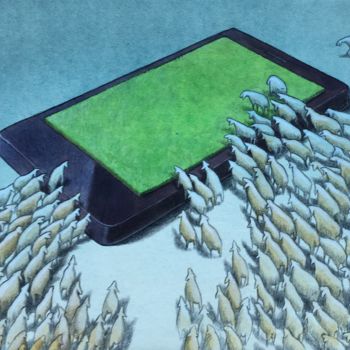 Drawing titled "Sheep - original ar…" by Pawel Kuczynski, Original Artwork, Pastel