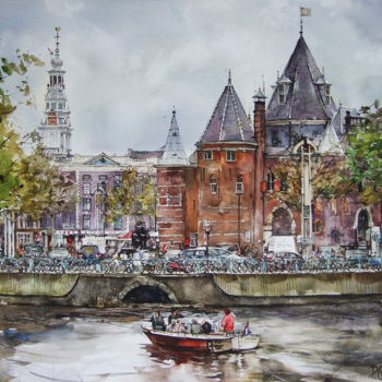 Malerei mit dem Titel "Amsterdam" von Pawel Gladkow, Original-Kunstwerk, Aquarell