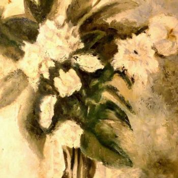 Pittura intitolato "il bianco nei fiori…" da Paola Benni, Opera d'arte originale, Olio
