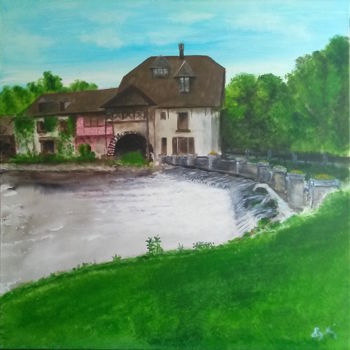 Painting titled "Le Moulin de Fourge…" by Pascal Boulommier, Original Artwork, Acrylic