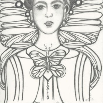 Drawing titled "cropfrida-butterfly…" by Drapala Gallery, Original Artwork