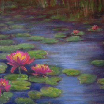 Картина под названием "Blooming Lilies" - Vicki Van Vynckt, Подлинное произведение искусства, Акрил Установлен на Деревянная…
