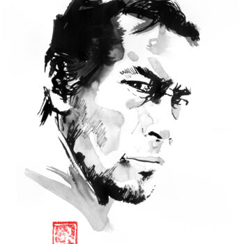 Drawing titled "young mifune" by Péchane, Original Artwork, Watercolor