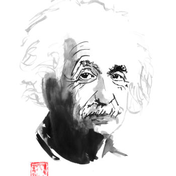 Tekening getiteld "albert einstein" door Péchane, Origineel Kunstwerk, Aquarel