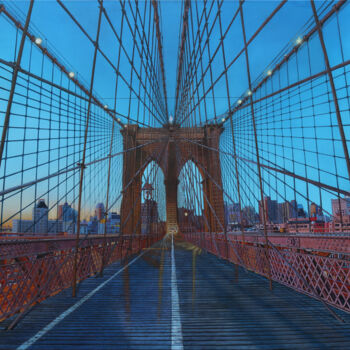 Painting titled "Brooklyn Bridge NY" by Peda Radovanovic, Original Artwork, Oil