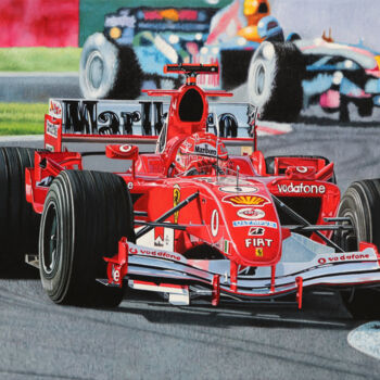 Malarstwo zatytułowany „F1 Michael Schumach…” autorstwa Peda Radovanovic, Oryginalna praca, Olej
