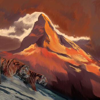 Malarstwo zatytułowany „Tigers” autorstwa Pedro Sá, Oryginalna praca, Malarstwo cyfrowe
