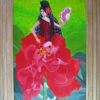 Painting titled "158 hibiscus flamen…" by Bernard Ledoyen, Original Artwork, Other