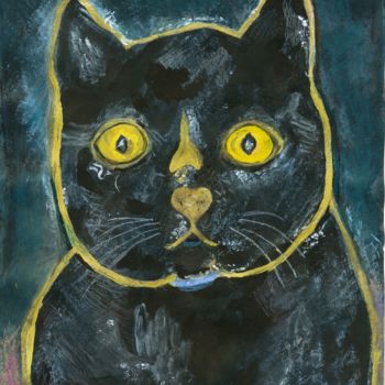 Peinture intitulée "Toudou la chatte no…" par Peinture Ojochal, Œuvre d'art originale, Pigments