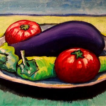 Painting titled "aubergine-tomaten-p…" by Predrag Gardasevic, Original Artwork