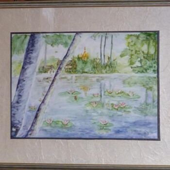 Painting titled "Etangs aux Lotus à…" by Penny G Peckmann, Original Artwork