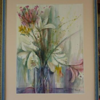 Painting titled "Bouquet de Lys" by Penny G Peckmann, Original Artwork, Watercolor