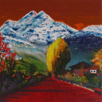 Картина под названием "Le Mont Blanc .. ro…" - René Perny, Подлинное произведение искусства, Масло