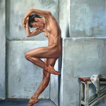 Painting titled "Ballerina" by Peter Duhaj, Original Artwork, Oil Mounted on Wood Stretcher frame