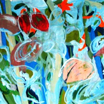 Pintura titulada "Poppies, down-beach…" por Peter Jalesh, Obra de arte original, Acrílico