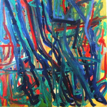Картина под названием "Weeds - diptich" - Peter Jalesh, Подлинное произведение искусства, Акрил