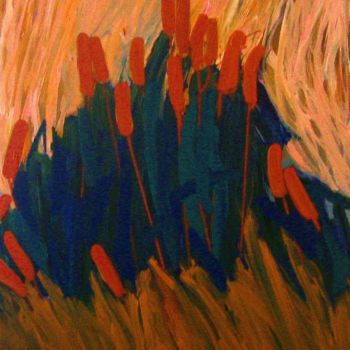 Pintura intitulada "Reeds in flower (Si…" por Peter Jalesh, Obras de arte originais, Acrílico