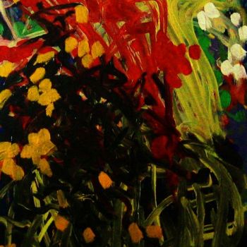 Ζωγραφική με τίτλο "Roses and lilies" από Peter Jalesh, Αυθεντικά έργα τέχνης, Ακρυλικό