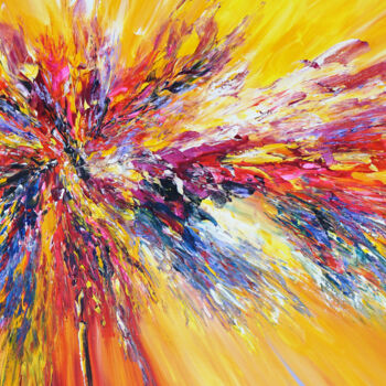 Pintura titulada "Yellow Red Abstract…" por Peter Nottrott, Obra de arte original, Acrílico