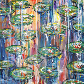 Ζωγραφική με τίτλο "Water Lilies L 4" από Peter Nottrott, Αυθεντικά έργα τέχνης, Ακρυλικό