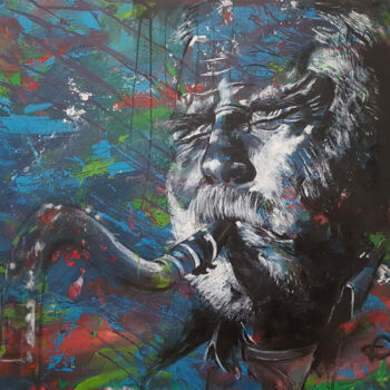 Malerei mit dem Titel "Peter Brötzmann" von Peter Oberthaler, Original-Kunstwerk, Acryl