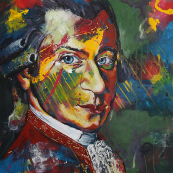 Malerei mit dem Titel "Wolfgang Amadeus Mo…" von Peter Oberthaler, Original-Kunstwerk, Acryl