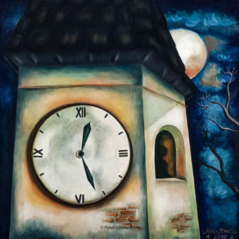 Pintura intitulada "Time Tower" por Peter Ghetu, Obras de arte originais, Óleo