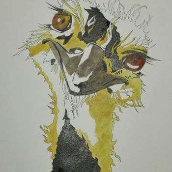 Drawing titled "Sourire malicieux" by Laure Joss, Original Artwork, Ink