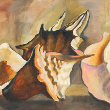 Peinture intitulée "SEPIA SEASHELLS" par Petr Ldin, Œuvre d'art originale, Huile