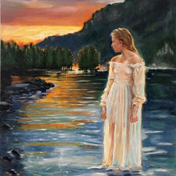 Painting titled "River of life" by Petra Gruiters, Original Artwork, Oil