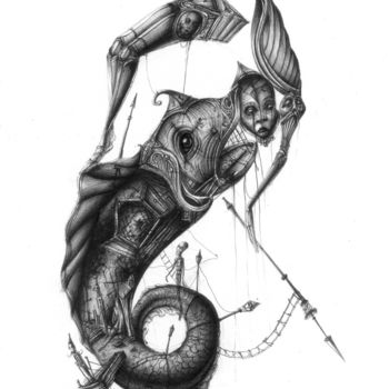 Drawing titled "Fisherman" by Petros Athanasiou Art, Original Artwork