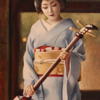 Pintura intitulada "Toshimana and Her S…" por Phil Couture, Obras de arte originais, Óleo Montado em Armação em madeira