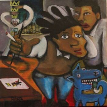 「JM Basquiat peint」というタイトルの絵画 Philippe Aguascaによって, オリジナルのアートワーク, アクリル