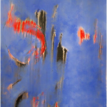 제목이 "Abstraction bleue 0…"인 미술작품 Philippe Alliet로, 원작, 기름