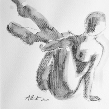 Dessin intitulée "Nu renversant" par Philippe Alliet, Œuvre d'art originale