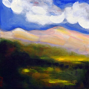 Painting titled "Paysage de montagne…" by Philippe Alliet, Original Artwork, Acrylic Mounted on Wood Stretcher frame