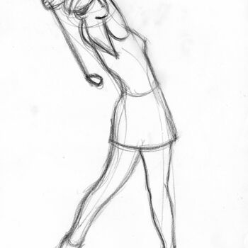 Drawing titled "Golfeuse-A-0076" by Philippe Alliet, Original Artwork, Pencil