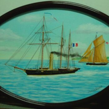 Pittura intitolato "Yacht "Hirondelle"…" da Philippe Conrad, Opera d'arte originale