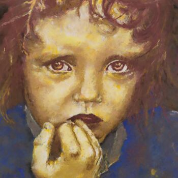 Malarstwo zatytułowany „Visage Enfant 05 le…” autorstwa Philippe Ernauld, Oryginalna praca, Pastel