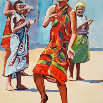 Malerei mit dem Titel "Danse africaine" von Philippe Jollivet, Original-Kunstwerk, Acryl