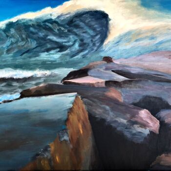 Painting titled "Une vague impressio…" by Philippe Kocher, Original Artwork, Acrylic Mounted on Wood Stretcher frame