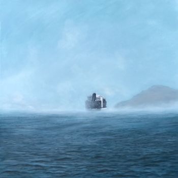 Painting titled "Leaving Hong kong" by Philippe Manson, Original Artwork, Acrylic Mounted on Wood Stretcher frame